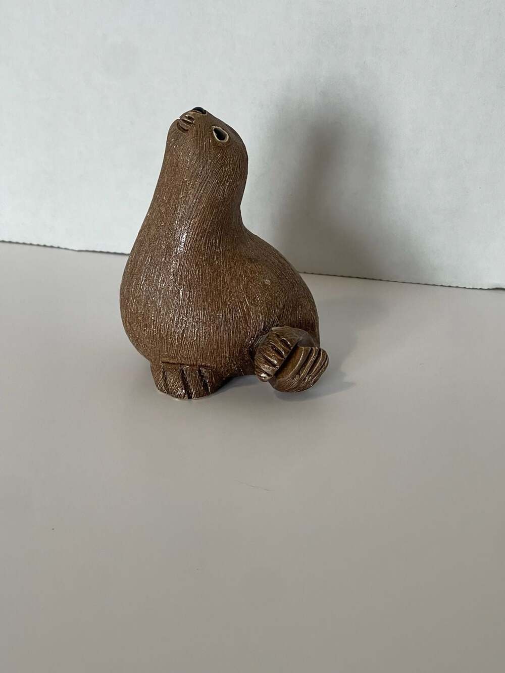 Vintage Artesania Rinconada Brown Seal Figurine Signed Uruguay